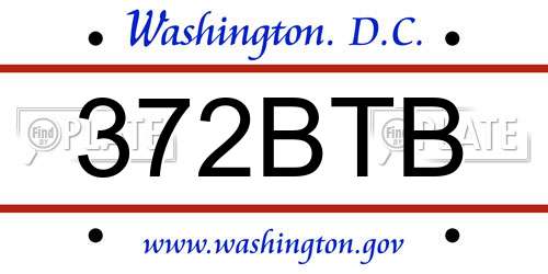 372BTB District Of Columbia License Plate