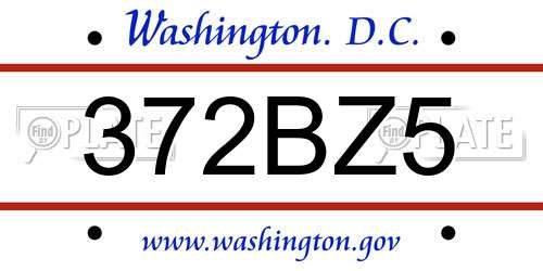 372BZ5 District Of Columbia License Plate