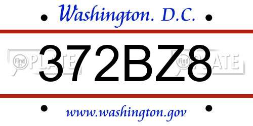 372BZ8 District Of Columbia License Plate