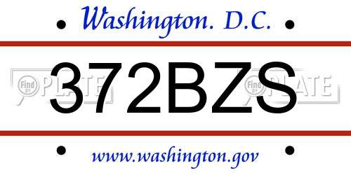 372BZS District Of Columbia License Plate