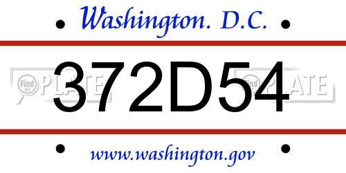 372D54 District Of Columbia License Plate