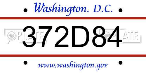 372D84 District Of Columbia License Plate