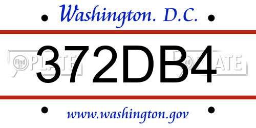 372DB4 District Of Columbia License Plate