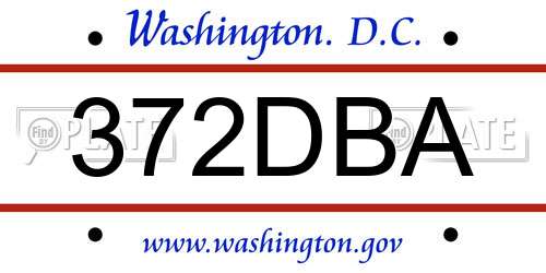 372DBA District Of Columbia License Plate