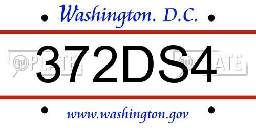 372DS4 District Of Columbia License Plate