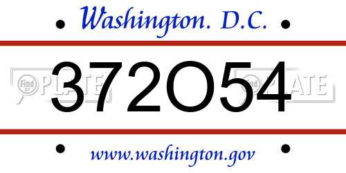 372O54 District Of Columbia License Plate