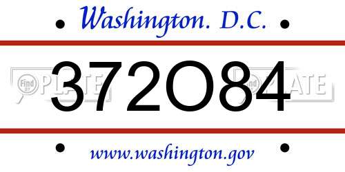 372O84 District Of Columbia License Plate