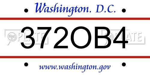 372OB4 District Of Columbia License Plate