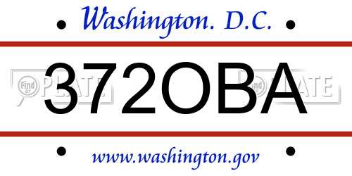 372OBA District Of Columbia License Plate