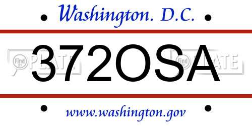 372OSA District Of Columbia License Plate