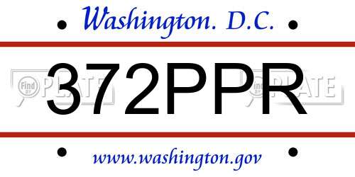372PPR District Of Columbia License Plate