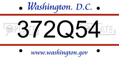 372Q54 District Of Columbia License Plate
