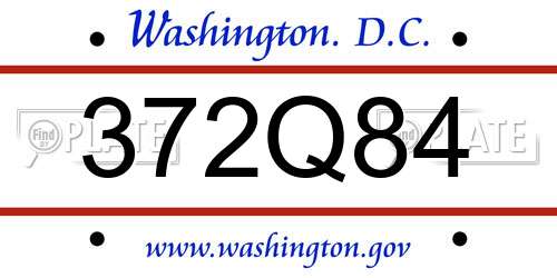 372Q84 District Of Columbia License Plate