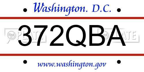 372QBA District Of Columbia License Plate