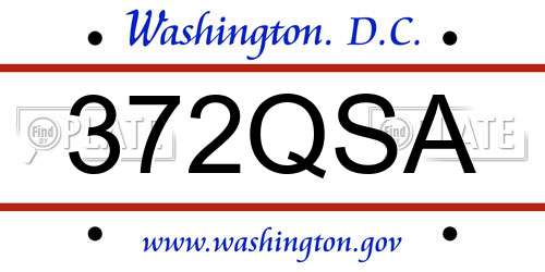 372QSA District Of Columbia License Plate