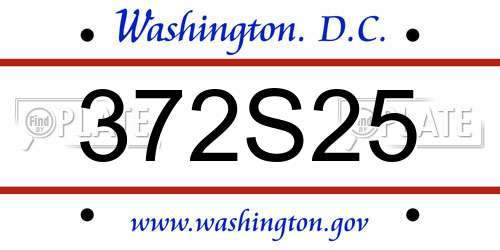 372S25 District Of Columbia License Plate