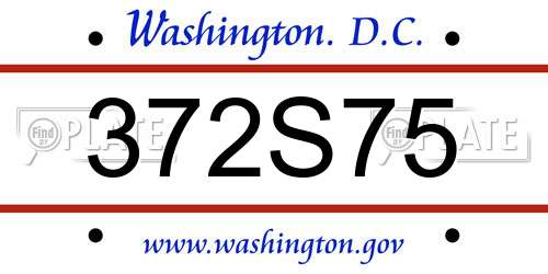 372S75 District Of Columbia License Plate