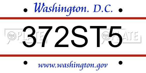 372ST5 District Of Columbia License Plate