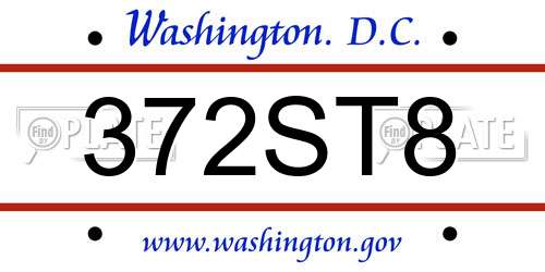 372ST8 District Of Columbia License Plate
