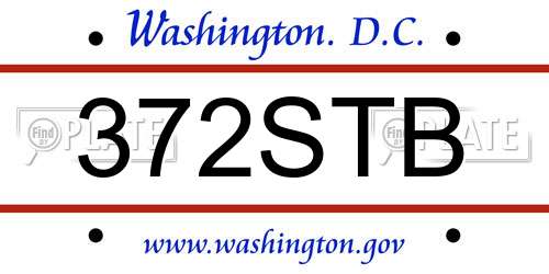 372STB District Of Columbia License Plate