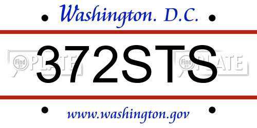 372STS District Of Columbia License Plate