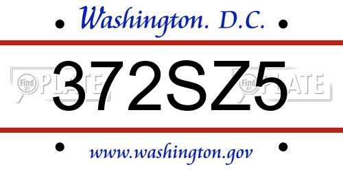 372SZ5 District Of Columbia License Plate