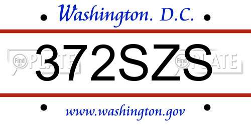 372SZS District Of Columbia License Plate