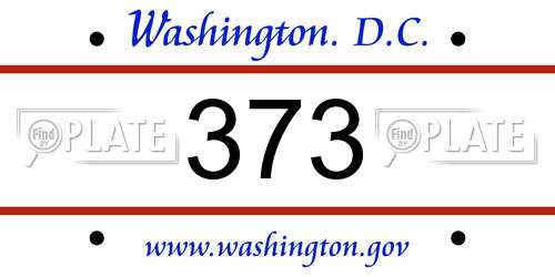 373 District Of Columbia License Plate