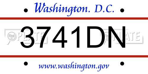 3741DN District Of Columbia License Plate
