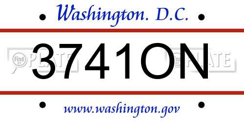 3741ON District Of Columbia License Plate