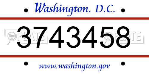 3743458 District Of Columbia License Plate