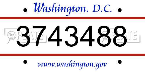 3743488 District Of Columbia License Plate