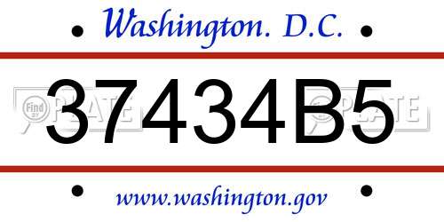 37434B5 District Of Columbia License Plate