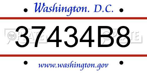 37434B8 District Of Columbia License Plate