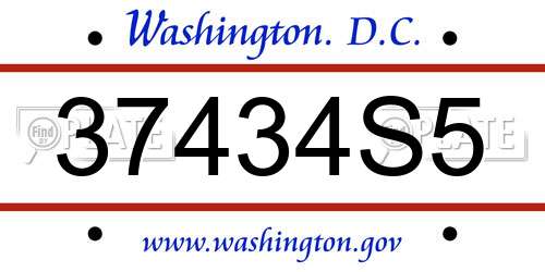 37434S5 District Of Columbia License Plate