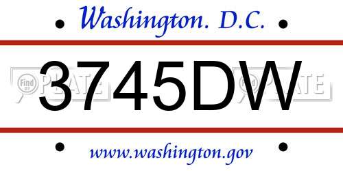 3745DW District Of Columbia License Plate