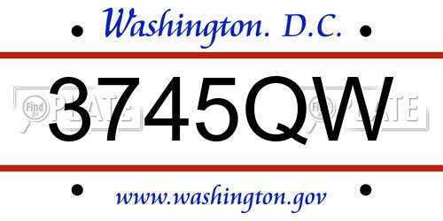 3745QW District Of Columbia License Plate