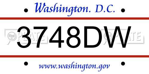 3748DW District Of Columbia License Plate