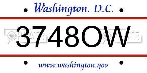 3748OW District Of Columbia License Plate