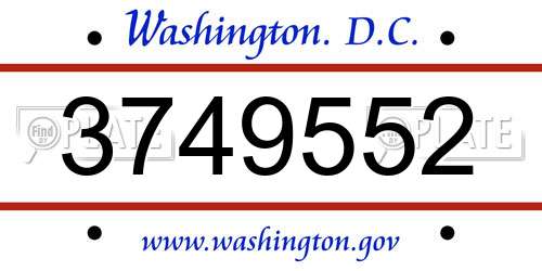 3749552 District Of Columbia License Plate
