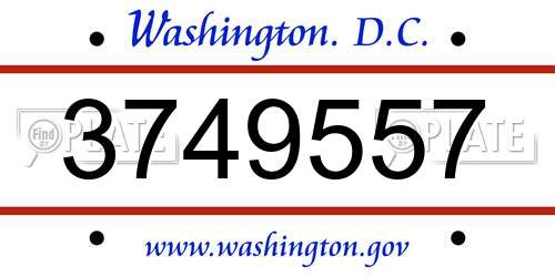 3749557 District Of Columbia License Plate