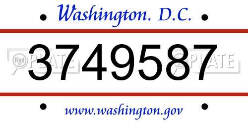 3749587 District Of Columbia License Plate