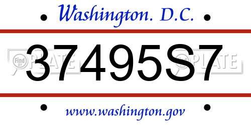 37495S7 District Of Columbia License Plate