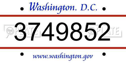 3749852 District Of Columbia License Plate