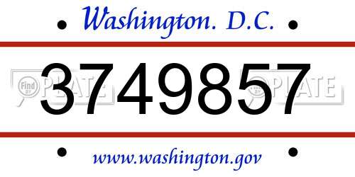 3749857 District Of Columbia License Plate