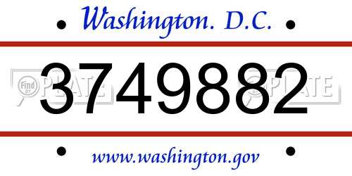 3749882 District Of Columbia License Plate