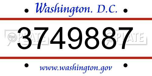 3749887 District Of Columbia License Plate