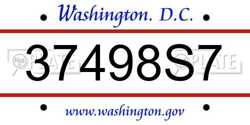 37498S7 District Of Columbia License Plate