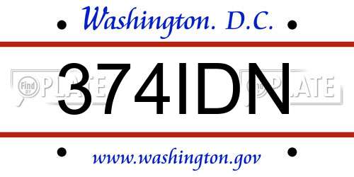 374IDN District Of Columbia License Plate