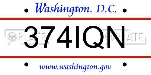 374IQN District Of Columbia License Plate